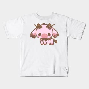 fluffy cherry blossom cow Kids T-Shirt